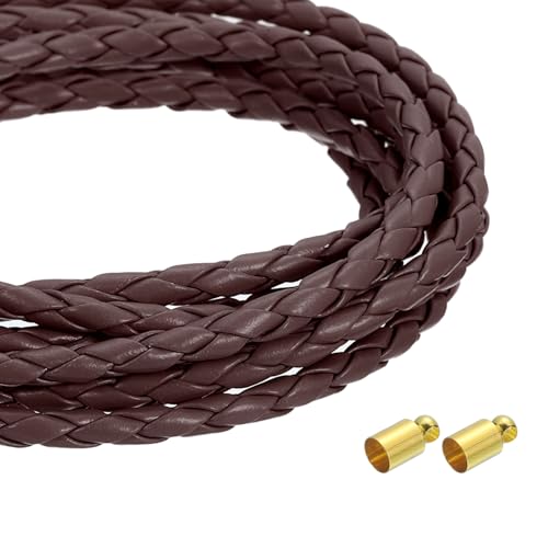 QUARKZMAN 4mm 2,19 Yards Geflochtene Lederkordel Rund Geflochtene Echte Lederband Seil Gefaltet für Schmuckherstellung, Binden, Halsketten, Dunkelbraun QUARKZMAN 4mm 2,19 Yards Geflochtene Lederkordel Rund Geflochtene Echte Lederband Seil Gefaltet für Schmuckherstellung, Binden, Halsketten, Dunkelbraun von QUARKZMAN