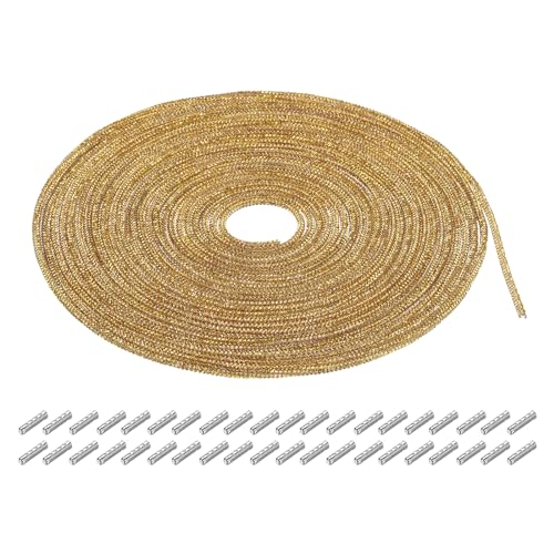 QUARKZMAN 4mm x 10m Strassschlauchseil Bling Kristall Strassseil für DIY Sneakers Sweaters Sweatpants Dekoration Goldenes Gelb mit Aglets von QUARKZMAN