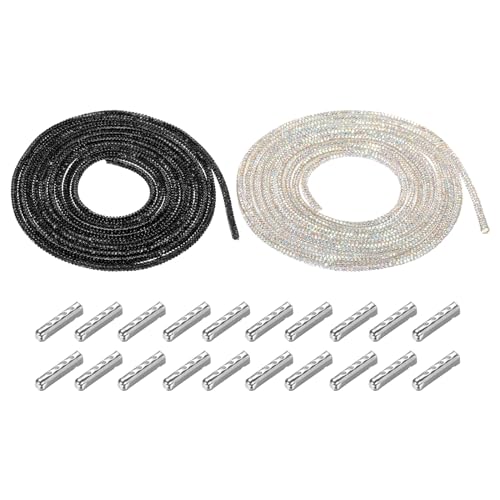 QUARKZMAN 4mm x 2.5m Strassschlauch Seil Bling Kristall Strass Schnur für DIY Sneakers Pullover Sweatpants Dekoration Weiß AB Farbe, Schwarz mit Aglets QUARKZMAN 4mm x 2.5m Strassschlauch Seil Bling Kristall Strass Schnur für DIY Sneakers Pullover Sweatpants Dekoration Weiß AB Farbe, Schwarz mit Aglets von QUARKZMAN