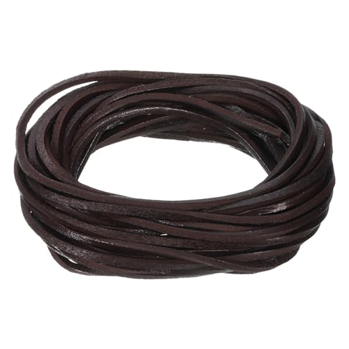 QUARKZMAN 5,5 Yard 2mm Flaches Lederband, Lederstreifen 2mm dick für DIY-Bastelarbeiten, Herstellung von Armbändern, Geldbörsenriemen (Kaffee) von QUARKZMAN
