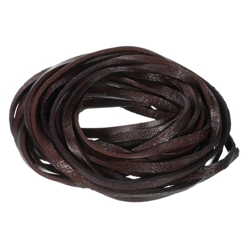 QUARKZMAN 5,5 Yard 4mm Flaches Lederband, Lederstreifen 2mm Dickes Schnürband für DIY-Bastelarbeiten, Herstellung von Armbändern, Geldbörsenriemen (Kaffee) von QUARKZMAN