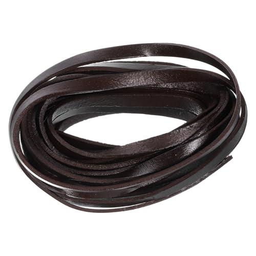 QUARKZMAN 5,5 Yard Lederschnur 5 Meter 6mm Flaches Lederband, Lederstreifen 2mm Dicke Lederriemen Lederbänder für DIY Handwerk Herstellung Armbänder Schnürsenkel Geldbörsenriemen (Kaffee) von QUARKZMAN