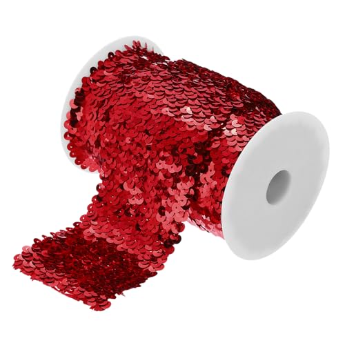 QUARKZMAN 5,5 Yards 3 Zoll Elastische Paillettenborte 3-Reihige Flache Paillettenband Paillettenstoffband für Basteln DIY Paillettenfransen Nähen Rot QUARKZMAN 5,5 Yards 3 Zoll Elastische Paillettenborte 3-Reihige Flache Paillettenband Paillettenstoffband für Basteln DIY Paillettenfransen Nähen Rot von QUARKZMAN