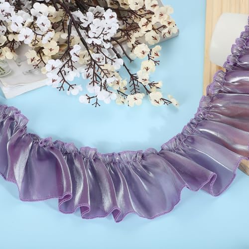 QUARKZMAN 5,5 Yards Rüschen Spitzenband 8cm/3" Plissierte Organza Spitzenkante Band Nähen Spitzenstoff Band für DIY Handwerk Kleidung Hochzeit Geschenk Hausdekoration, Lila QUARKZMAN 5,5 Yards Rüschen Spitzenband 8cm/3" Plissierte Organza Spitzenkante Band Nähen Spitzenstoff Band für DIY Handwerk Kleidung Hochzeit Geschenk Hausdekoration, Lila von QUARKZMAN