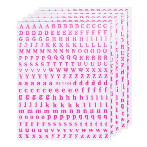 QUARKZMAN 5 Blatt 3D Nagelsticker mit Englischen Buchstaben A-Z, Selbstklebende Nail Art Sticker, Nagel Aufkleber, Nageldesign Zubehör, DIY Dekorationen (Fluoreszierendes Rot, 130 Stück) von QUARKZMAN