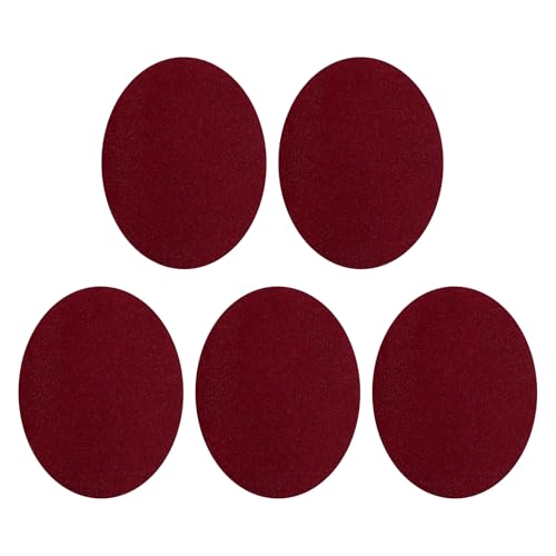 QUARKZMAN 5 Stück Flicken zum Aufbügeln, 140x110mm Ellenbogen Knie Wildlederstoff Flicken, Oval Bügelflicken Aufnäher für Reparatur Patches Kleidung Handwerk Hosen Hemden, Dunkelrot von QUARKZMAN