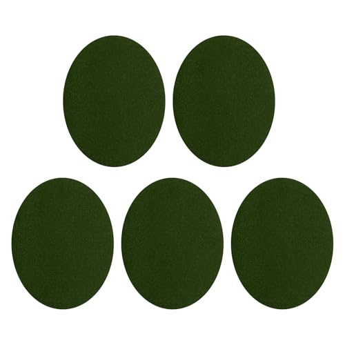 QUARKZMAN 5 Stück Flicken zum Aufbügeln, 140x110mm Ellenbogen Knie Wildlederstoff Flicken, Oval Bügelflicken Aufnäher für Reparatur Patches Kleidung Handwerk Hosen Hemden, Grün von QUARKZMAN
