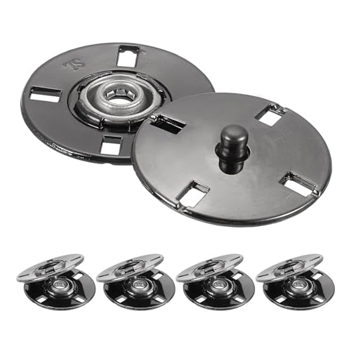QUARKZMAN 5 Stück Druckknöpfe, Druckknöpfe zum Annähen Druckknopf Druckknöpfe ohne nähen Metall unsichtbarer verschluss schnalle Befestiger Knopf für Kleidung Leder (Pistole schwarz, 23 mm) von QUARKZMAN