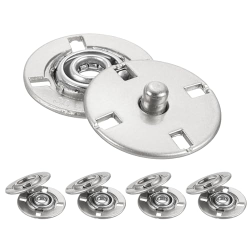 QUARKZMAN 5 Stück Druckknöpfe, Druckknöpfe zum Annähen Druckknopf Druckknöpfe ohne nähen Metall unsichtbarer verschluss schnalle Befestiger Knopf für Kleidung Leder Nähen (Fog Silber, 18mm) von QUARKZMAN