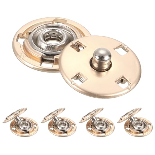 QUARKZMAN 5 Stück Druckknöpfe, Druckknöpfe zum Annähen Druckknopf Druckknöpfe ohne nähen Metall unsichtbarer verschluss schnalle Befestiger Knopf für Kleidung Leder Nähen (Gold, 15mm) von QUARKZMAN