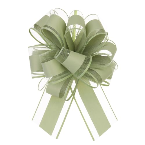 QUARKZMAN 5 Stück Geschenk Schleife mit Geschenkbänder Große Ziehschleife 15cm Matte Geschenkschleife Schleifenband Dekoration für Geschenkverpackung Hochzeit Auto Geburtstag, Armeegrün von QUARKZMAN