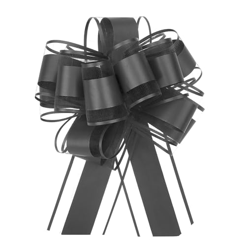QUARKZMAN 5 Stück Geschenk Schleife mit Geschenkbänder Große Ziehschleife 15cm Matte Geschenkschleife Schleifenband Dekoration für Geschenkverpackung Hochzeit Auto Geburtstag, Schwarz von QUARKZMAN
