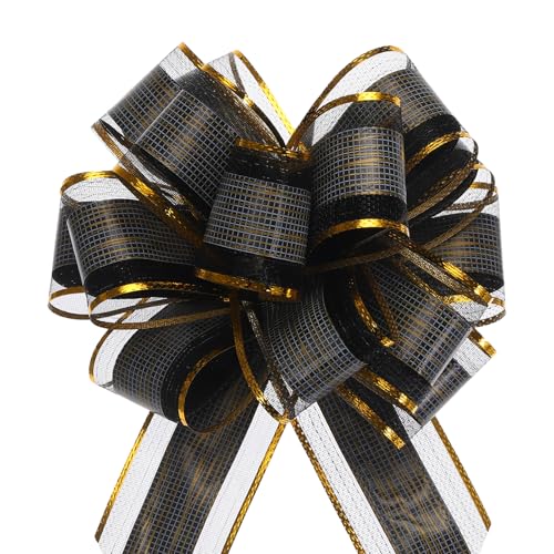 QUARKZMAN 5 Stück Große Geschenkschleife, 22cm Ziehschleife Geschenk Schleife, Geschenkbänder für Geschenkverpackung Hochzeitskörbe Geschenke Weihnachten Valentinstag Party（Schwarz） von QUARKZMAN