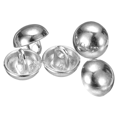 QUARKZMAN 5 Stück Halbkugelförmige Metall-Nähknöpfe, 10mm / 3/8" Halbrunde Pilzkappen-Metallknöpfe mit Schaft für Blazer, Anzug, Jacke, Kleidungsstückdekoration, Silber von QUARKZMAN