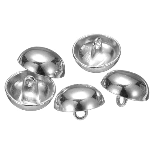 QUARKZMAN 5 Stück Halbkugelförmige Metall-Nähknöpfe, 15mm / 9/16" Halbrunde Pilzperlenkappen-Metallknöpfe mit Schaft für Blazer, Anzug, Jacke, Kleidungsstückdekoration, Silber von QUARKZMAN