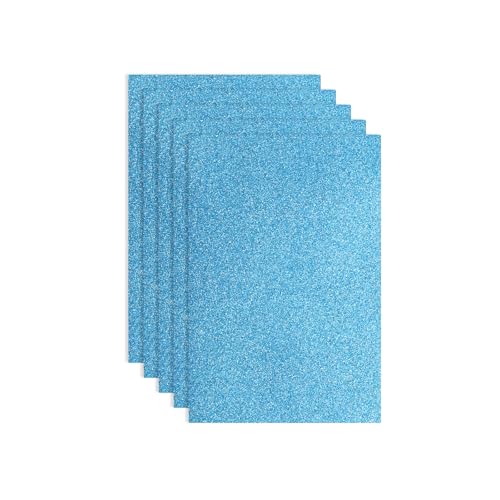 QUARKZMAN 5 Stück Hellblaue Glitzer Schaumstoffplatten, 8"x12" EVA Schaumstoffplatten (1,5 mm dick) von QUARKZMAN