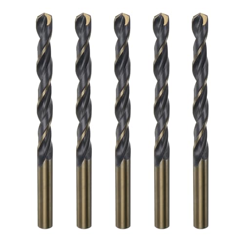 QUARKZMAN 5 Stück Jobber Bohrer 7,5 mm (19/64") Schwarz Nitrid & Gold Titanbeschichtetes Hochgeschwindigkeitsstahl (HSS) 4341 Spiralbohrer Aluminiumlegierung und Metall von QUARKZMAN