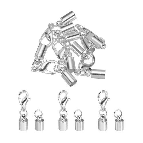 QUARKZMAN 5 Stück Kettenverschluss 3.5 mm Verschlüsse für Armbänder ID Hummerklaue Endkappen für Lederband, Quasten, Schmuckherstellung 6 mm Länge Silber von QUARKZMAN