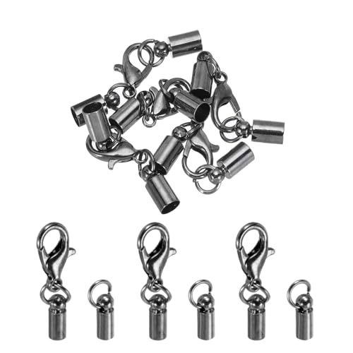 QUARKZMAN 5 Stück Kettenverschluss 3.5 mm Verschlüsse für Armbänder ID Hummerklaue Verschluss Endkappen für Lederband, Quasten, Schmuckherstellung 6 mm Länge Schwarz von QUARKZMAN