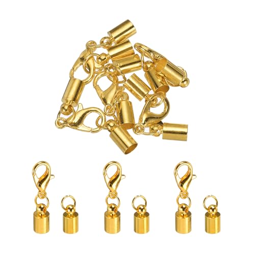 QUARKZMAN 5 Stück Kettenverschluss 4.5 mm Verschlüsse für Armbänder ID Hummerklaue Endkappen für Lederband, Quasten, Schmuckherstellung 6 mm Länge Gold von QUARKZMAN