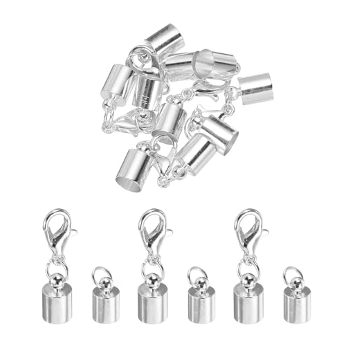 QUARKZMAN 5 Stück Kettenverschluss 5.5 mm Verschlüsse für Armbänder ID Hummerklaue Verschluss Endkappen für Lederband, Quasten, Schmuckherstellung 6.5 mm Länge Silber von QUARKZMAN