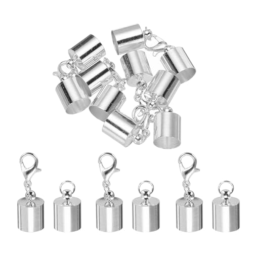 QUARKZMAN 5 Stück Kettenverschluss 8.5 mm Verschlüsse für Armbänder ID Hummerklaue Endkappen für Lederband, Quasten, Schmuckherstellung 9.5 mm Länge Silber von QUARKZMAN