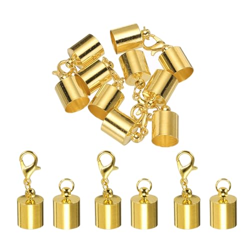 QUARKZMAN 5 Stück Kettenverschluss 8.5 mm Verschlüsse für Armbänder ID Hummerklaue-Verschluss-Endkappen für Lederband, Quasten, Schmuckherstellung 9.5 mm Länge Gold von QUARKZMAN