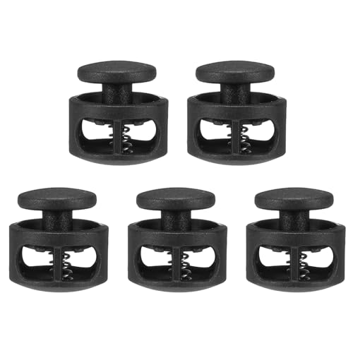 QUARKZMAN 5 Stück Kordelstopper 6mm, 2 Loch Frühling Knebelverschluss, Kunststoff Elastische Kordelversteller für Zugbänder Paracord Schnürsenkel Kleidung Gepäck Rucksack Camping, Schwarz QUARKZMAN 5 Stück Kordelstopper 6mm, 2 Loch Frühling Knebelverschluss, Kunststoff Elastische Kordelversteller für Zugbänder Paracord Schnürsenkel Kleidung Gepäck Rucksack Camping, Schwarz von QUARKZMAN