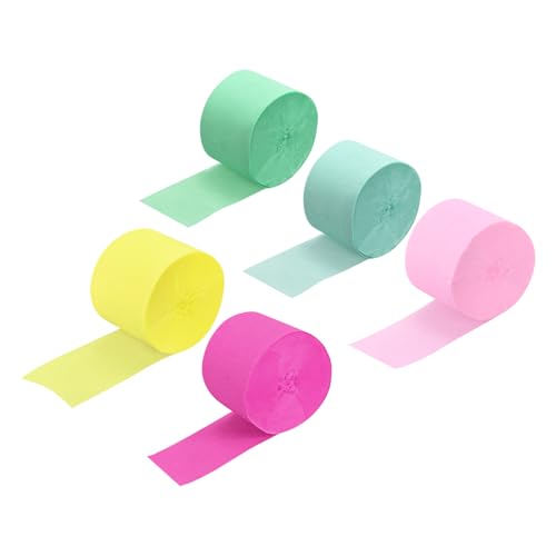 QUARKZMAN 5 Stück Krepppapier Farbmischung, 250m x 5cm Floristen Krepp Papier Bunt für Handwerke, Party, Schulpapier, Blumen DIY (Mintgrün, Cyan, Gold, Pink, Rosa) von QUARKZMAN
