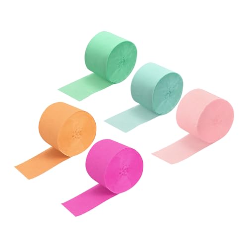 QUARKZMAN 5 Stück Krepppapier Farbmischung, 250m x 5cm Floristen Krepp Papier Bunt für Handwerke, Party, Schulpapier, Blumen DIY (Orange, Mintgrün, Blau, Champagner, Rosa) von QUARKZMAN