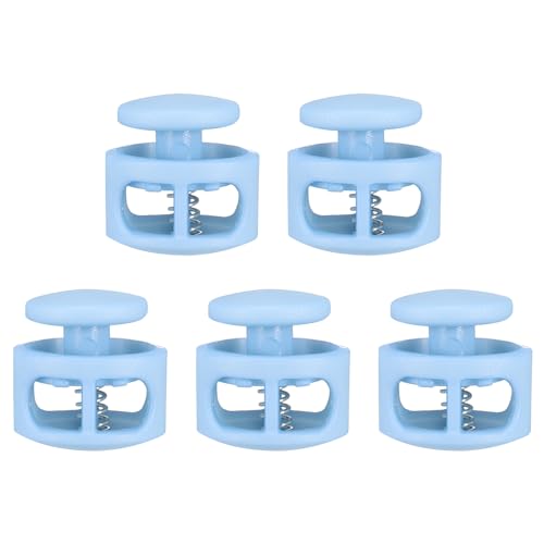 QUARKZMAN 5 Stück Kordelstopper 6mm, 2 Loch Frühling Knebelverschluss, Kunststoff Elastische Kordelversteller für Zugbänder Paracord Schnürsenkel Kleidung Gepäck Rucksack Camping, Hellblau QUARKZMAN 5 Stück Kordelstopper 6mm, 2 Loch Frühling Knebelverschluss, Kunststoff Elastische Kordelversteller für Zugbänder Paracord Schnürsenkel Kleidung Gepäck Rucksack Camping, Hellblau von QUARKZMAN
