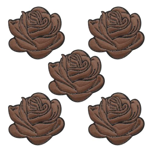 QUARKZMAN 5 Stück braune Rosen bestickte Patch Applikationen, 3D Blumen Näh/Bügelpatches QUARKZMAN 5 Stück braune Rosen bestickte Patch Applikationen, 3D Blumen Näh/Bügelpatches von QUARKZMAN
