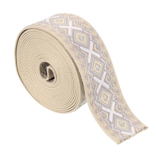 QUARKZMAN 5 Yards Baumwoll-Gurtband, 2 Zoll (50 mm) Jacquard-Gurtband Stickerei Polyester-Gurtbänder Geldbörse Gurt Gürtel für Geldbörse Tasche Handwerk Kleidung, Lila-Weiß von QUARKZMAN