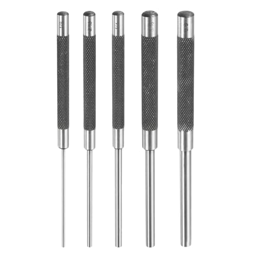 QUARKZMAN 5-teiliges Drive Pin Punch Set 1/8" 3/16" 1/4" 5/16" 3/8" Non-marring Drive Pin Punch Zylindrische Ausrichtungspunches mit Griff für Uhrenreparatur, Schmuck und Handwerk von QUARKZMAN