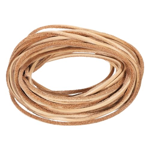 QUARKZMAN 5.5 Yard 2mm Flaches Lederband, Lederstreifen 2mm dick für DIY-Bastelarbeiten, Herstellung von Armbändern, Geldbörsenriemen (Hellbraun) von QUARKZMAN