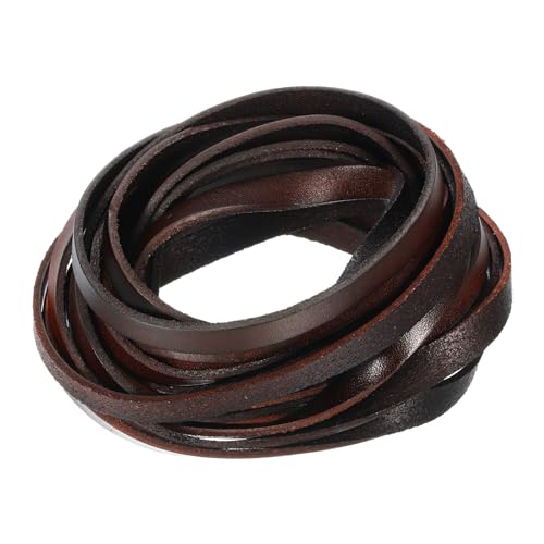 QUARKZMAN 5,5 Yard Lederschnur 5 Meter 8mm Vintage Flaches Lederband, 2mm Dicke Lederriemen Lederbänder für DIY Handwerk Herstellung Armbänder Geldbörsenriemen (Coffee) von QUARKZMAN