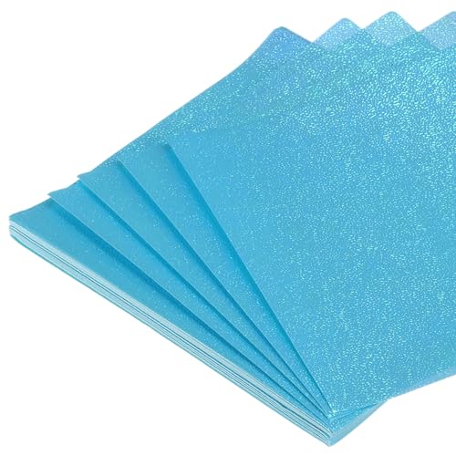 QUARKZMAN 50 Blatt Glitzer Origami Papier 15x15cm Glänzendes Funkelndes Quadratisches Falt Papier 6x6 Zoll Irisierendes Papier für DIY Kunst, Handwerk Dekor, Blau von QUARKZMAN