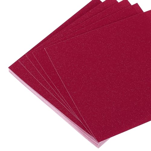 QUARKZMAN 50 Blatt Glitzer Origami Papier 4x4 Zoll Glitzernde Quadratische Faltblätter 10x10 cm Bastelfaltblätter für DIY Bastel- und Kunstprojekte, Burgunderrot von QUARKZMAN