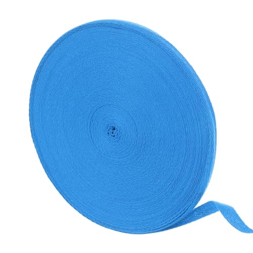 QUARKZMAN 50 Meter Baumwollköperband, 10mm Fischgräten-Bandband-Bindungsbänder für Kleidungsnähen, DIY-Basteln (Blau) von QUARKZMAN