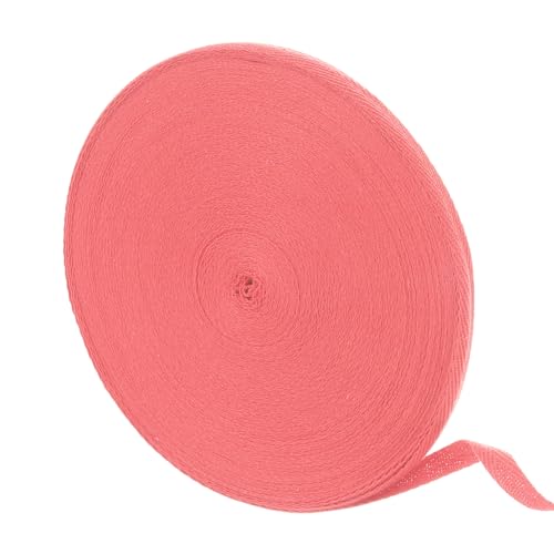 QUARKZMAN 50 Meter Baumwollköperband, 10mm Fischgräten-Bandband-Bindungsbänder für Kleidungsnähen, DIY-Basteln (Pink Rot) von QUARKZMAN