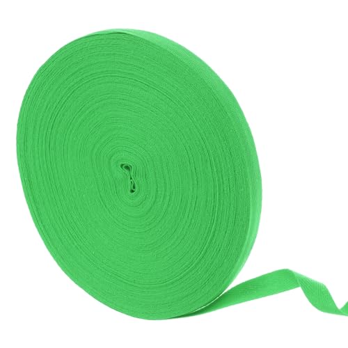 QUARKZMAN 50 Meter Baumwollköperband, 15mm Fischgräten-Bandband-Bindungsbänder für Kleidungsnähen, DIY-Basteln (Grün) von QUARKZMAN