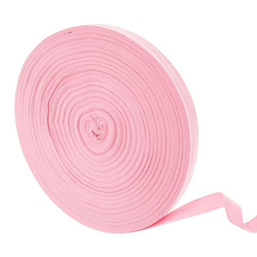 QUARKZMAN 50 Meter Baumwollköperband, 15mm Fischgräten-Bandband-Bindungsbänder für Kleidungsnähen, DIY-Basteln (Pink) von QUARKZMAN