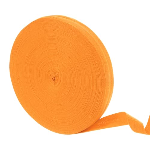 QUARKZMAN 50 Meter Baumwollköperband, 25mm Fischgräten-Bandband-Bindungsbänder für Kleidungsnähen, DIY-Basteln (Orange Gelb) von QUARKZMAN