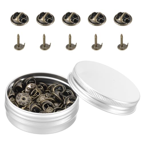 QUARKZMAN 50 Paare Metall-Pin-Verschlüsse, Schmetterlingsverschluss-Ersatz 11mm x 4mm für Hutabzeichenherstellung, Kupferton von QUARKZMAN