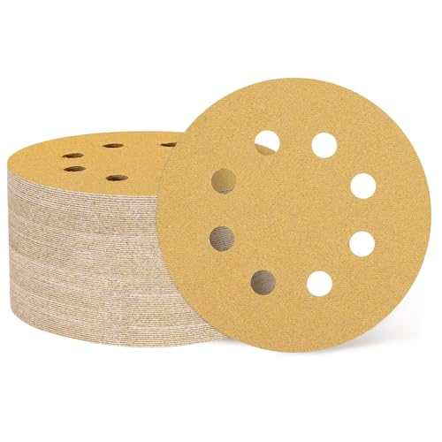 QUARKZMAN 50 Stück 125mm 5 Zoll Schleifscheibe 8 Loch 100 Körnung Klett-Schleifpapier Exzenterschleifer Pads für Holzbearbeitung Automobil Metall, Gold QUARKZMAN 50 Stück 125mm 5 Zoll Schleifscheibe 8 Loch 100 Körnung Klett-Schleifpapier Exzenterschleifer Pads für Holzbearbeitung Automobil Metall, Gold von QUARKZMAN
