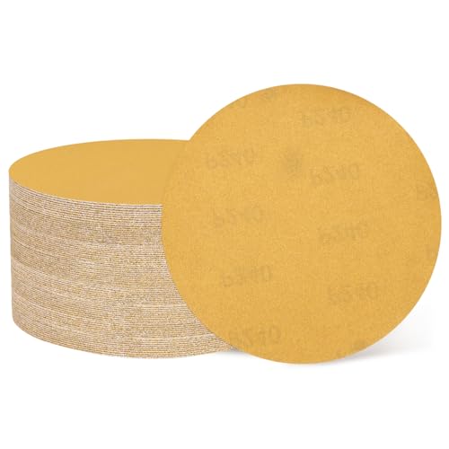 QUARKZMAN 50 Stück 150mm 6 Zoll Schleifscheibe 240 Körnung Klett-Schleifpapier Zufällige Orbital-Schleifpads für Holzbearbeitung Automobil Metall, Gold von QUARKZMAN