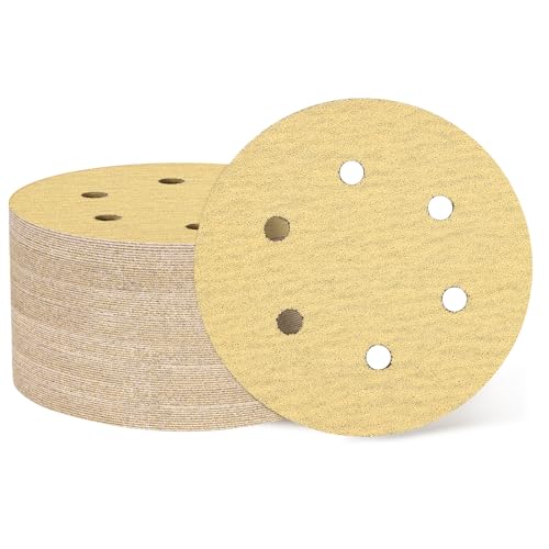 QUARKZMAN 50 Stück 150mm 6 Zoll Schleifscheibe 6 Loch 80 Körnung Klett-Schleifpapier Exzenterschleifer Pads für Holzbearbeitung Automobil Metall, Gold QUARKZMAN 50 Stück 150mm 6 Zoll Schleifscheibe 6 Loch 80 Körnung Klett-Schleifpapier Exzenterschleifer Pads für Holzbearbeitung Automobil Metall, Gold von QUARKZMAN