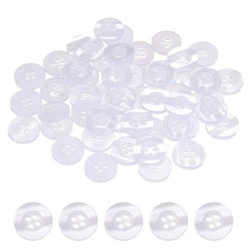 QUARKZMAN 50 Stück 15mm Harz Knöpfe zum Annähen, 4 Löch Runde Ersatz Nähknöpfe für Strickjacke DIY Handwerk Dekorieren Mantel Kleidung Hemden Dekoration Herrenanzug (Weiß) von QUARKZMAN