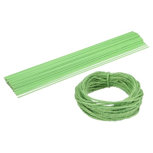 QUARKZMAN 50 Stück 2 Gauge Floristikdraht 11.81" Länge Blumenstiel Draht Mit 0.08" x 32.8ft Schnur Für Kranzbasteln Blumengestecke Hellgrün QUARKZMAN 50 Stück 2 Gauge Floristikdraht 11.81" Länge Blumenstiel Draht Mit 0.08" x 32.8ft Schnur Für Kranzbasteln Blumengestecke Hellgrün von QUARKZMAN