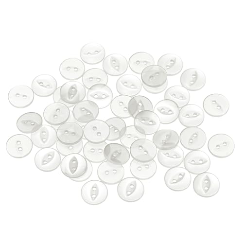 QUARKZMAN 50 Stück Knöpfe 12,5 mm Harzknöpfe 2 Löcher Rund Bastelknöpfe Kinderknöpfe Klein Babyknöpfe Nähen Mini Buttons zum Annähen T-Shirt Kleidung Scrapbooking Dekorieren, Weiß von QUARKZMAN
